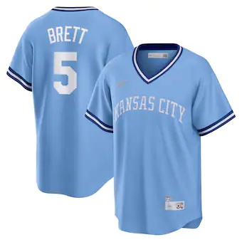 mens nike george brett light blue kansas city royals road c